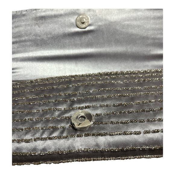 Bijoux Terner Silver Beaded Evening Bag – Rhinestone Accent, Beaded Chain Strap, - Picture 6 of 6